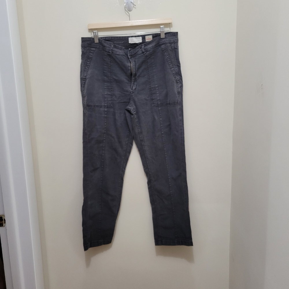 By Anthropologie Gray The Wanderer Front Seam Straight Leg Utility Pants 32.